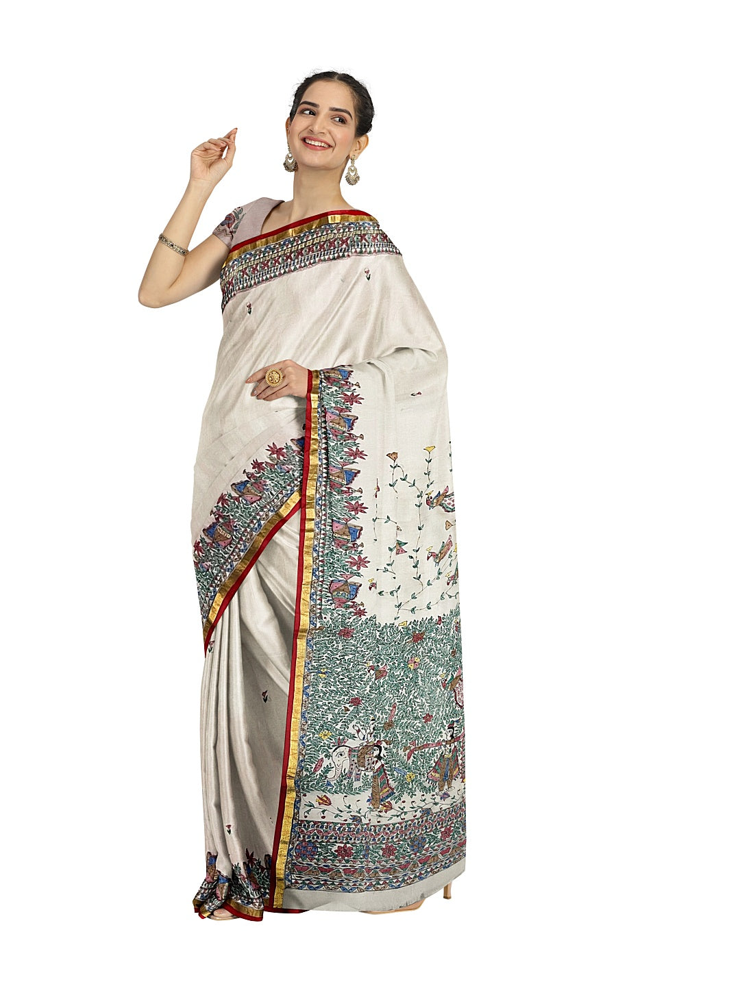 Madhubani Doli ka Haar on Organza Saree